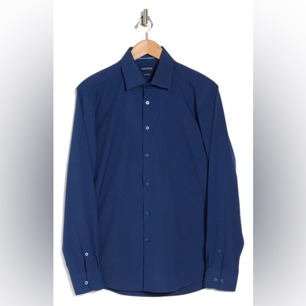 Nautica Slim Fit Estate Blue Stretch Dress Shirt